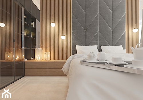 Mieszkanie w Rzeszowie - Średnia szara sypialnia, styl nowoczesny - zdjęcie od SMOLIK I WIATROWSKA projektowanie wnętrz online