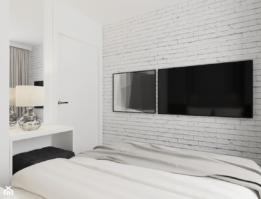 Szklane Tarasy os. Strażacka Rzeszów - Mała biała szara sypialnia, styl nowoczesny - zdjęcie od SMOLIK I WIATROWSKA projektowanie wnętrz online