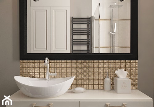 Projekt koncepcyjny dwóch łazienek - Mała bez okna z lustrem z marmurową podłogą łazienka, styl nowoczesny - zdjęcie od SMOLIK I WIATROWSKA projektowanie wnętrz online