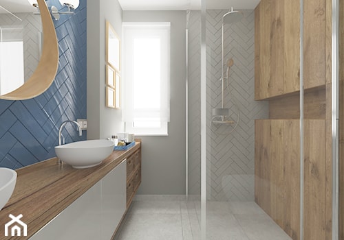 Dom w Sędziszowie Małopolskim - Mała z lustrem z dwoma umywalkami łazienka z oknem, styl tradycyjny - zdjęcie od SMOLIK I WIATROWSKA projektowanie wnętrz online