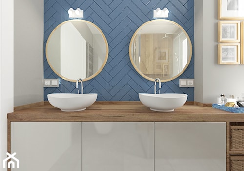 Dom w Sędziszowie Małopolskim - Średnia z lustrem z dwoma umywalkami łazienka z oknem, styl tradycyjny - zdjęcie od SMOLIK I WIATROWSKA projektowanie wnętrz online