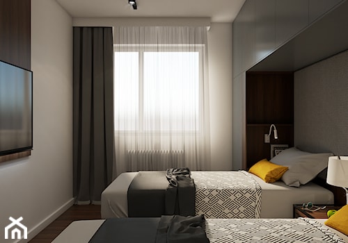 Apartamenty Krosno 2 - Średnia biała sypialnia, styl nowoczesny - zdjęcie od SMOLIK I WIATROWSKA projektowanie wnętrz online