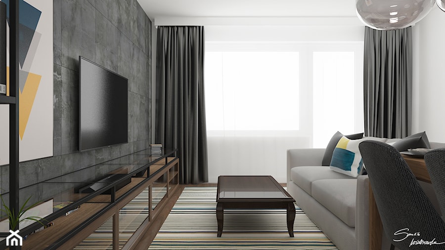 Apartamenty Krosno 2 - Mały biały szary salon, styl nowoczesny - zdjęcie od SMOLIK I WIATROWSKA projektowanie wnętrz online