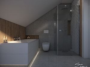 Dom Krosno - Średnia na poddaszu bez okna łazienka, styl nowoczesny - zdjęcie od SMOLIK I WIATROWSKA projektowanie wnętrz online