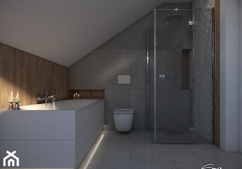 Dom Krosno - Średnia na poddaszu bez okna łazienka, styl nowoczesny - zdjęcie od SMOLIK I WIATROWSKA projektowanie wnętrz online
