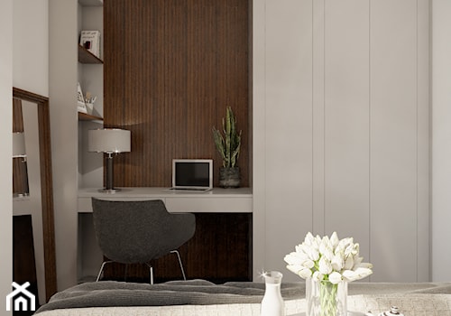 Apartamenty Grodzka Krosno - Mała biała z biurkiem sypialnia, styl nowoczesny - zdjęcie od SMOLIK I WIATROWSKA projektowanie wnętrz online