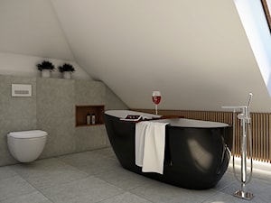 Dom w Krakowie - Mała na poddaszu łazienka z oknem, styl nowoczesny - zdjęcie od SMOLIK I WIATROWSKA projektowanie wnętrz online