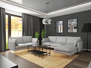 Dom w Krośnie 3 - Średni biały czarny salon, styl nowoczesny - zdjęcie od SMOLIK I WIATROWSKA projektowanie wnętrz online