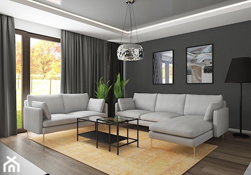 Dom w Krośnie 3 - Średni biały czarny salon, styl nowoczesny - zdjęcie od SMOLIK I WIATROWSKA projektowanie wnętrz online