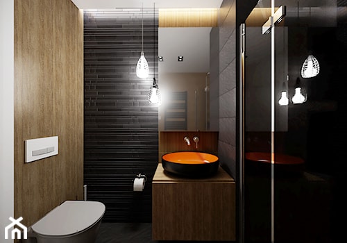 Dom w Krakowie - Mała bez okna z lustrem z punktowym oświetleniem łazienka, styl nowoczesny - zdjęcie od SMOLIK I WIATROWSKA projektowanie wnętrz online