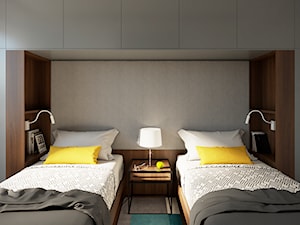 Apartamenty Krosno 2 - Średnia szara sypialnia, styl nowoczesny - zdjęcie od SMOLIK I WIATROWSKA projektowanie wnętrz online