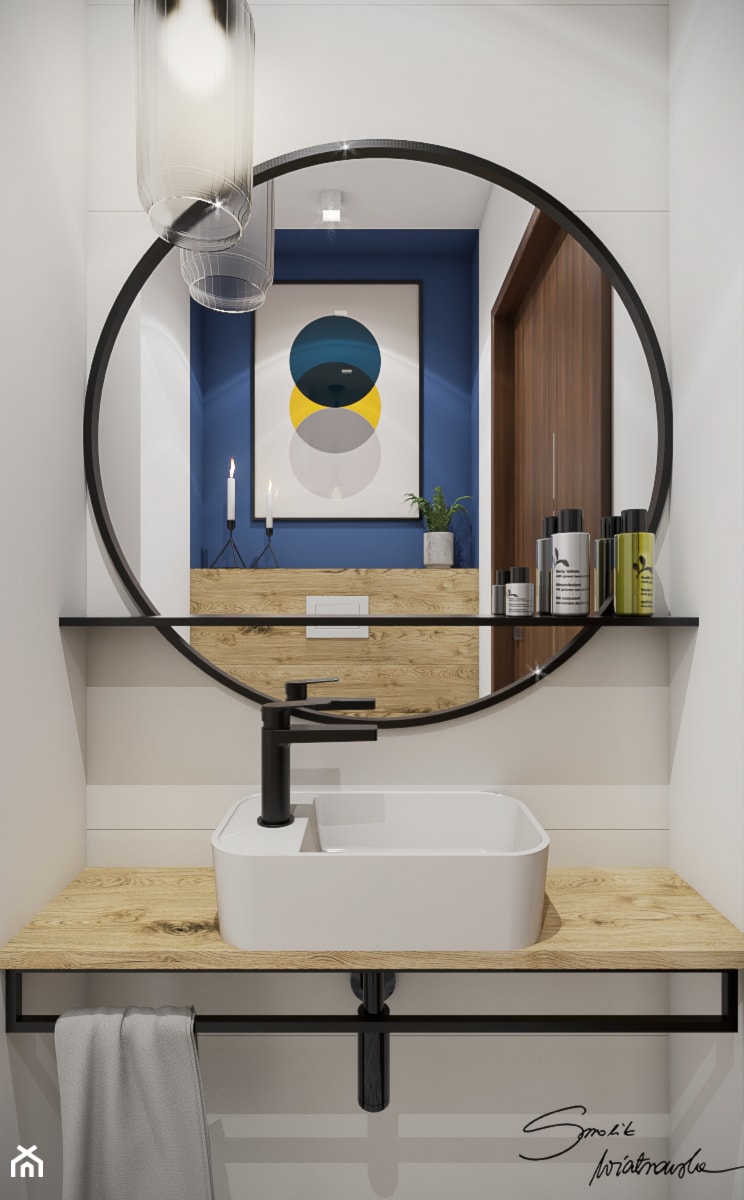 Apartamenty Krosno 2 - Mała bez okna z lustrem z punktowym oświetleniem łazienka, styl nowoczesny - zdjęcie od SMOLIK I WIATROWSKA projektowanie wnętrz online