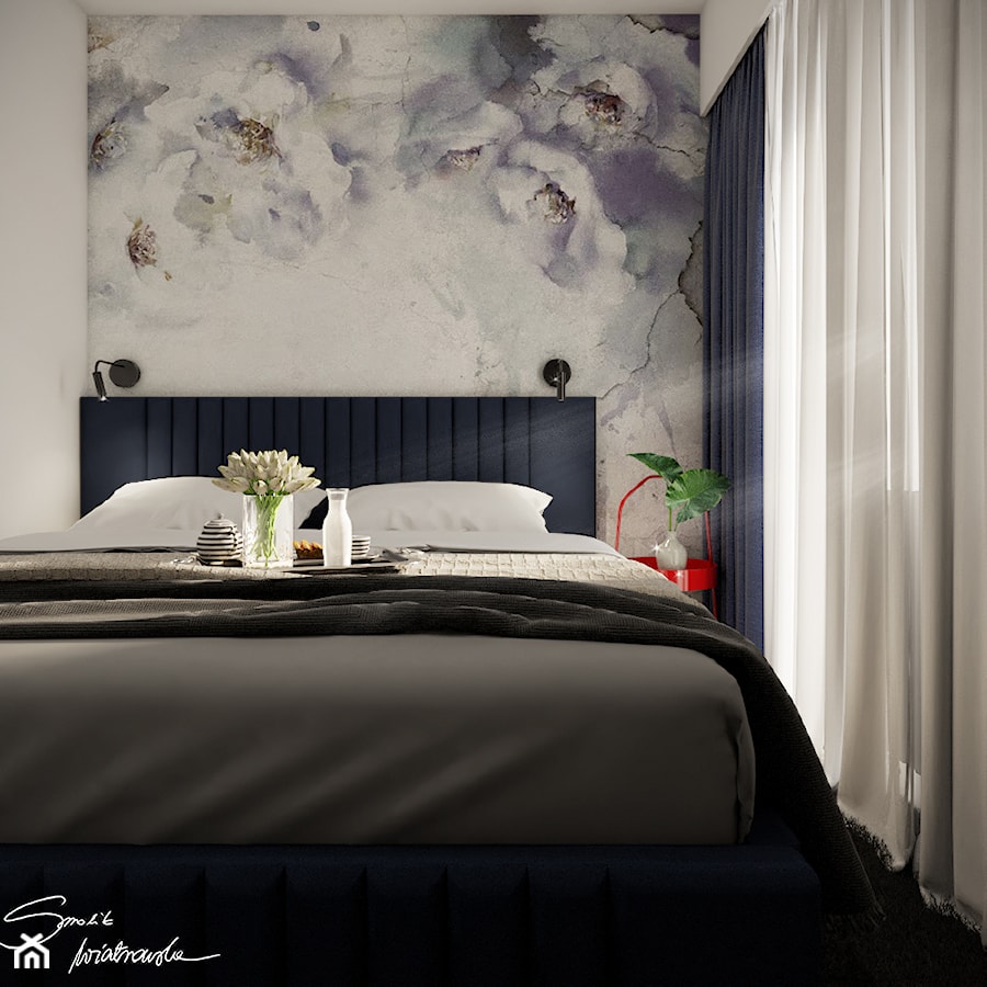 Apartamenty Grodzka Krosno - Mała biała sypialnia, styl nowoczesny - zdjęcie od SMOLIK I WIATROWSKA projektowanie wnętrz online