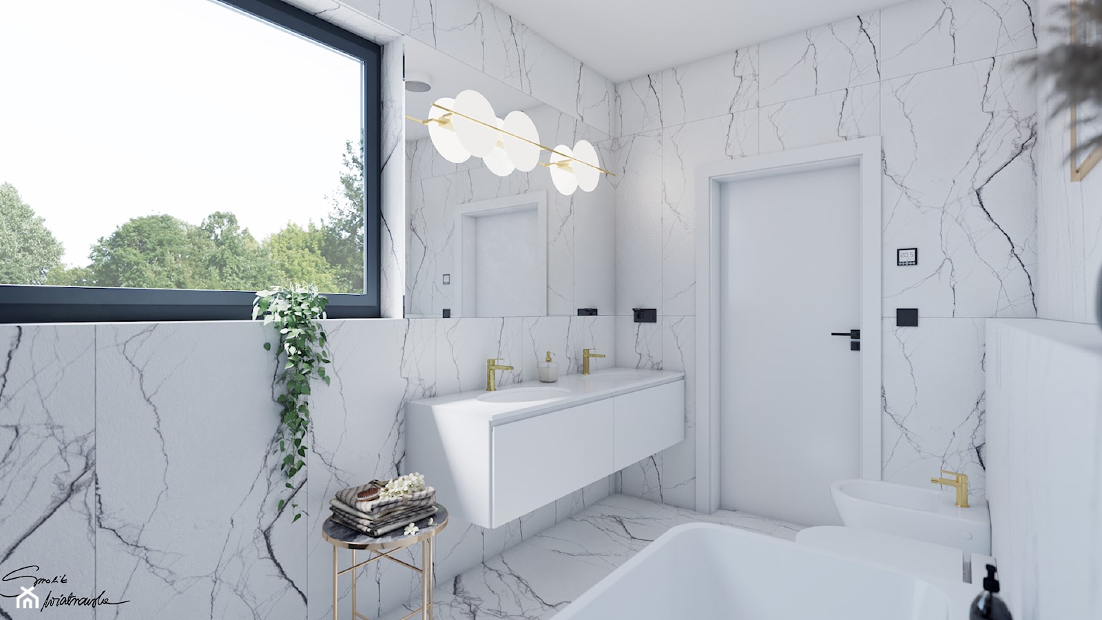 Łazienka przy sypialni - zdjęcie od SMOLIK I WIATROWSKA projektowanie wnętrz online - Homebook