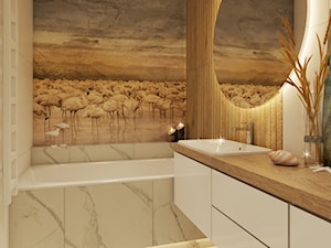 Dom w Sędziszowie Małopolskim - Mała bez okna z lustrem z marmurową podłogą łazienka, styl skandynawski - zdjęcie od SMOLIK I WIATROWSKA projektowanie wnętrz online