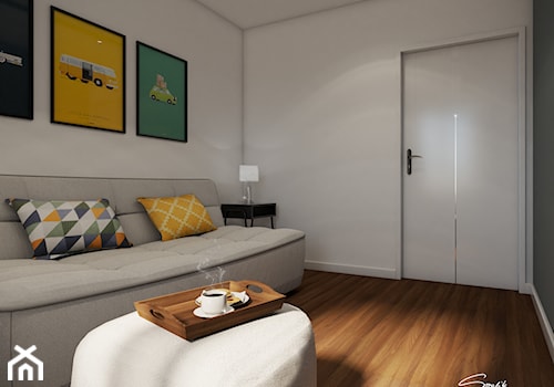 Apartamenty Krosno 2 - Mała biała czarna sypialnia, styl nowoczesny - zdjęcie od SMOLIK I WIATROWSKA projektowanie wnętrz online