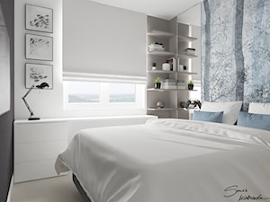 Mieszkanie w Brzozowie - Mała czarna szara z biurkiem sypialnia, styl nowoczesny - zdjęcie od SMOLIK I WIATROWSKA projektowanie wnętrz online