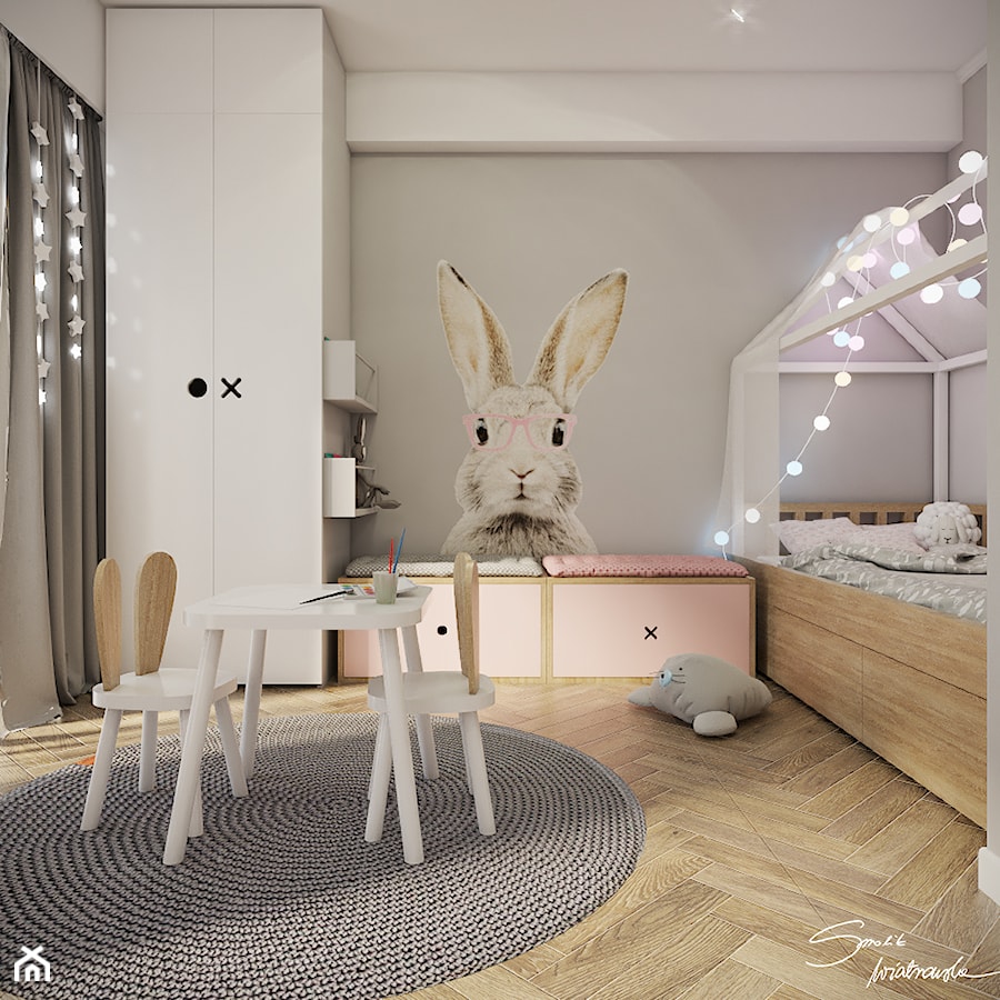 Apartamenty Grodzka Krosno - Średni biały szary pokój dziecka dla dziecka dla dziewczynki, styl nowoczesny - zdjęcie od SMOLIK I WIATROWSKA projektowanie wnętrz online