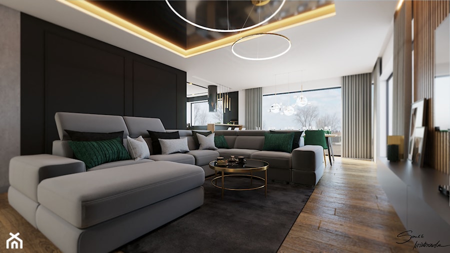 Dobieszyn 108,39 m2 - Salon, styl nowoczesny - zdjęcie od SMOLIK I WIATROWSKA projektowanie wnętrz online