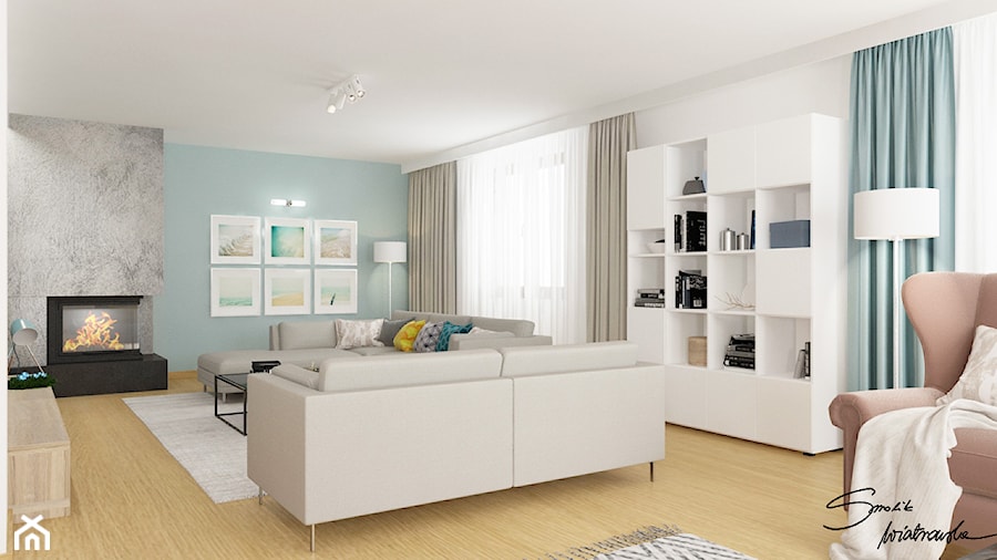 Dom w Krośnie - Duży biały szary salon, styl nowoczesny - zdjęcie od SMOLIK I WIATROWSKA projektowanie wnętrz online