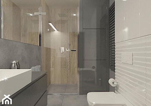 Apartamenty Krosno - Mała bez okna z lustrem z punktowym oświetleniem łazienka, styl minimalistyczny - zdjęcie od SMOLIK I WIATROWSKA projektowanie wnętrz online