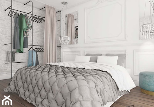 Apartamenty Krosno 3 - Średnia biała szara sypialnia, styl tradycyjny - zdjęcie od SMOLIK I WIATROWSKA projektowanie wnętrz online