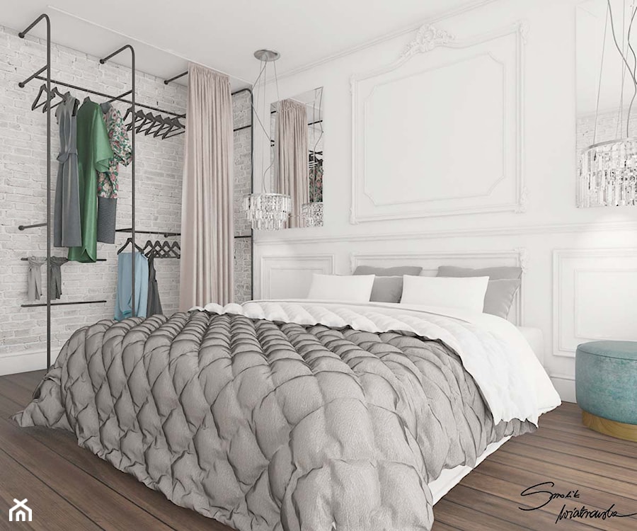 Apartamenty Krosno 3 - Średnia biała szara sypialnia, styl tradycyjny - zdjęcie od SMOLIK I WIATROWSKA projektowanie wnętrz online