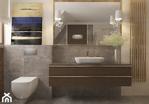 Projekt koncepcyjny dwóch łazienek - Średnia bez okna z lustrem z punktowym oświetleniem łazienka, styl nowoczesny - zdjęcie od SMOLIK I WIATROWSKA projektowanie wnętrz online