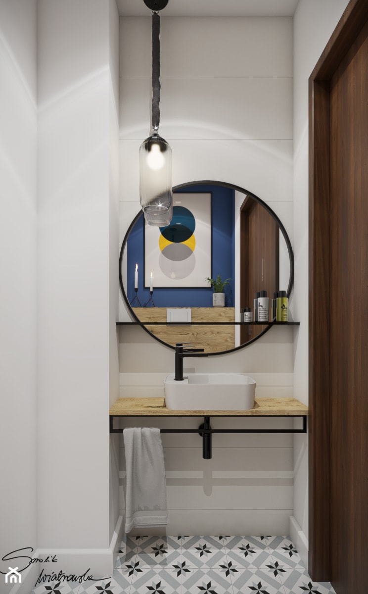 Apartamenty Krosno 2 - Mała bez okna z lustrem łazienka, styl nowoczesny - zdjęcie od SMOLIK I WIATROWSKA projektowanie wnętrz online