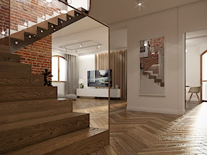 Dom w Rogach - Duży szary hol / przedpokój, styl nowoczesny - zdjęcie od SMOLIK I WIATROWSKA projektowanie wnętrz online