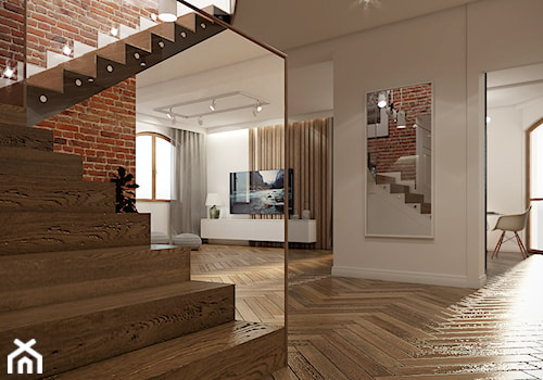 Dom w Rogach - Duży szary hol / przedpokój, styl nowoczesny - zdjęcie od SMOLIK I WIATROWSKA projektowanie wnętrz online