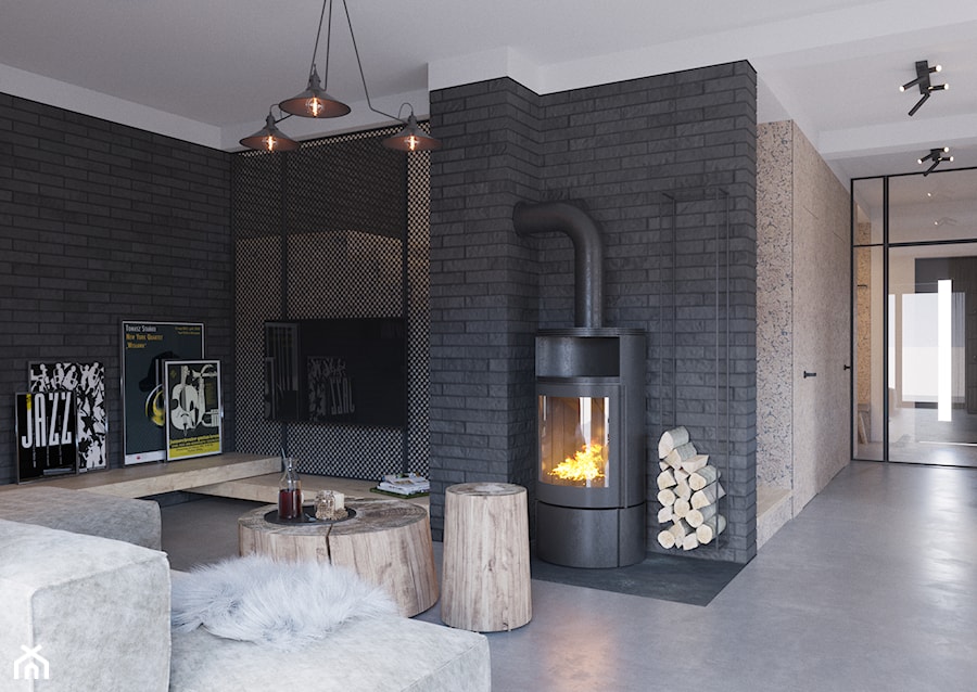 SALON - Średni czarny salon, styl minimalistyczny - zdjęcie od TOKO_ARCHITEKTURA