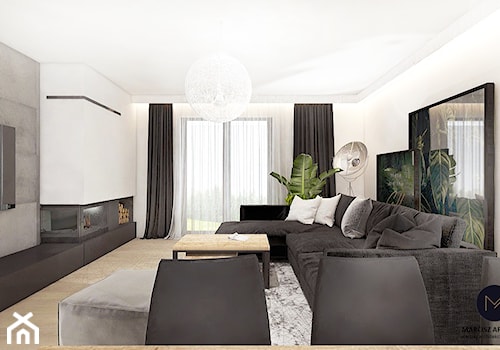 Projekt domu 110 m2/ k. Limanowej - Salon, styl minimalistyczny - zdjęcie od MARCISZ ARCHITEKCI