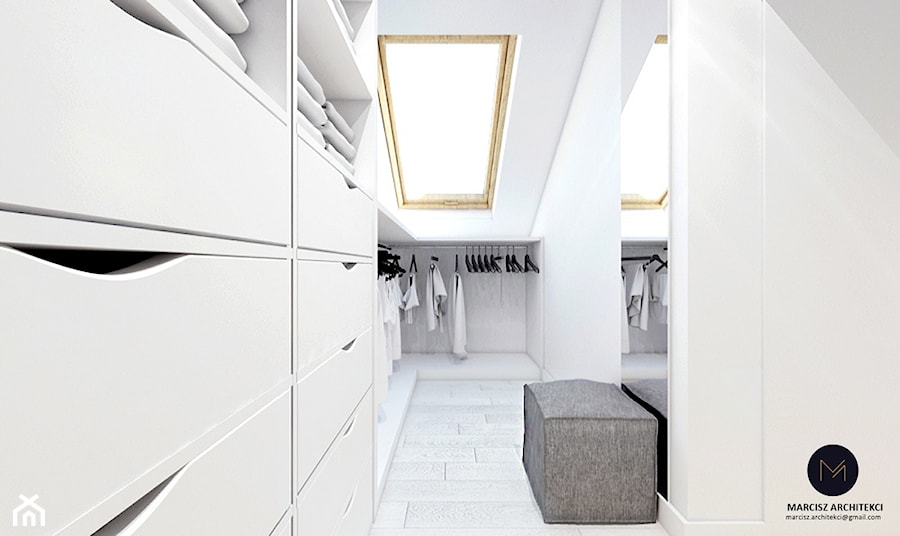 Projekt domu 130 m2// Limanowa - Garderoba, styl nowoczesny - zdjęcie od MARCISZ ARCHITEKCI