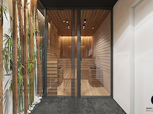 Projekt ekskluzywnej piwnicy 64 m2 w domu jednorodzinnym / k. Limanowej - Łazienka, styl nowoczesny - zdjęcie od MARCISZ ARCHITEKCI
