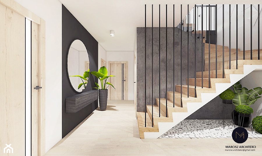 Projekt domu 110 m2/ k. Limanowej - Hol / przedpokój, styl minimalistyczny - zdjęcie od MARCISZ ARCHITEKCI