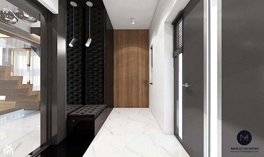 Projekt domu 130 m2// Limanowa - Hol / przedpokój, styl minimalistyczny - zdjęcie od MARCISZ ARCHITEKCI