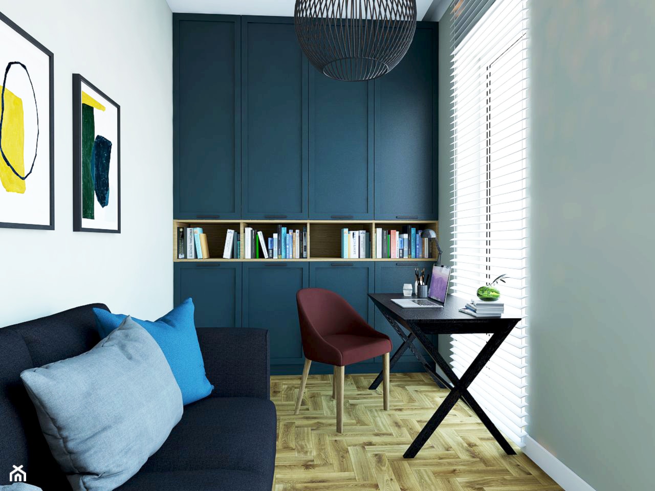 Pokój do pracy - Małe z sofą białe biuro, styl nowoczesny - zdjęcie od Este Design - Homebook