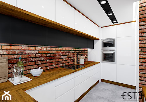Mieszkanie w Lublinie - Średnia zamknięta biała z zabudowaną lodówką kuchnia w kształcie litery u, styl nowoczesny - zdjęcie od Este Design