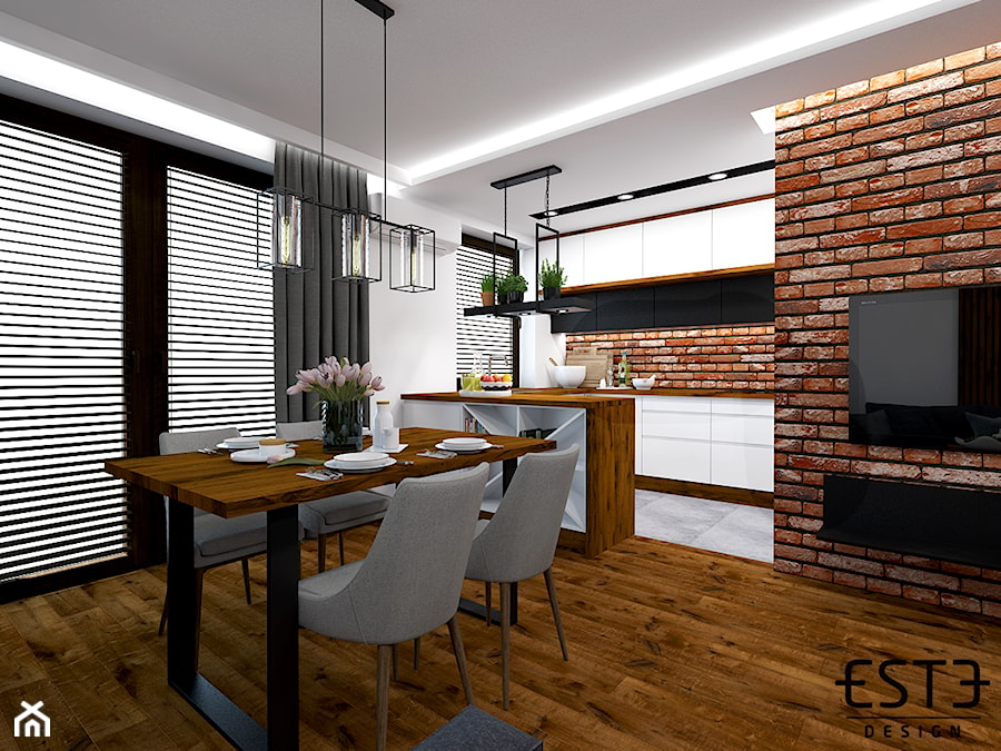 Mieszkanie w Lublinie - Średni biały salon z kuchnią z jadalnią, styl nowoczesny - zdjęcie od Este Design