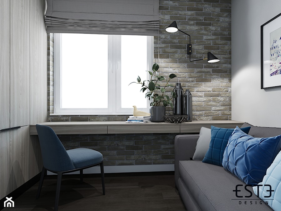 Pokój gościnny - Średnia biała z biurkiem sypialnia, styl nowoczesny - zdjęcie od Este Design