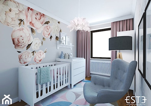 Pokój dziecięcy - Mały szary pokój dziecka dla niemowlaka dla chłopca dla dziewczynki, styl skandynawski - zdjęcie od Este Design