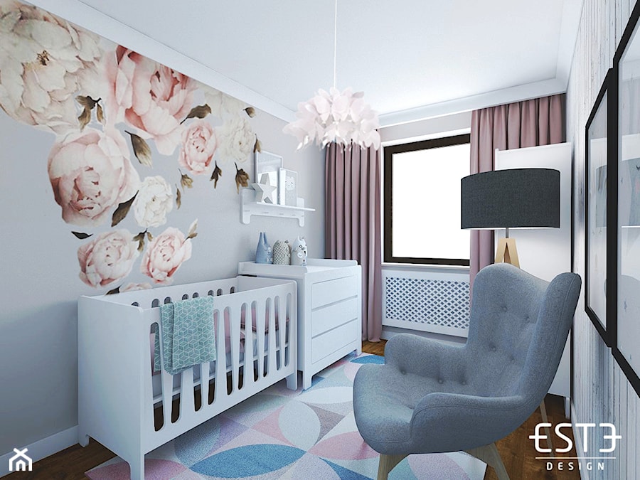 Pokój dziecięcy - Mały szary pokój dziecka dla niemowlaka dla chłopca dla dziewczynki, styl skandynawski - zdjęcie od Este Design