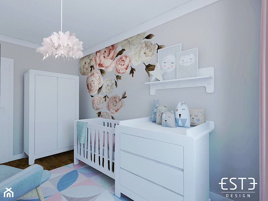 Pokój dziecięcy - Mały szary pokój dziecka dla niemowlaka dla chłopca dla dziewczynki, styl nowoczesny - zdjęcie od Este Design