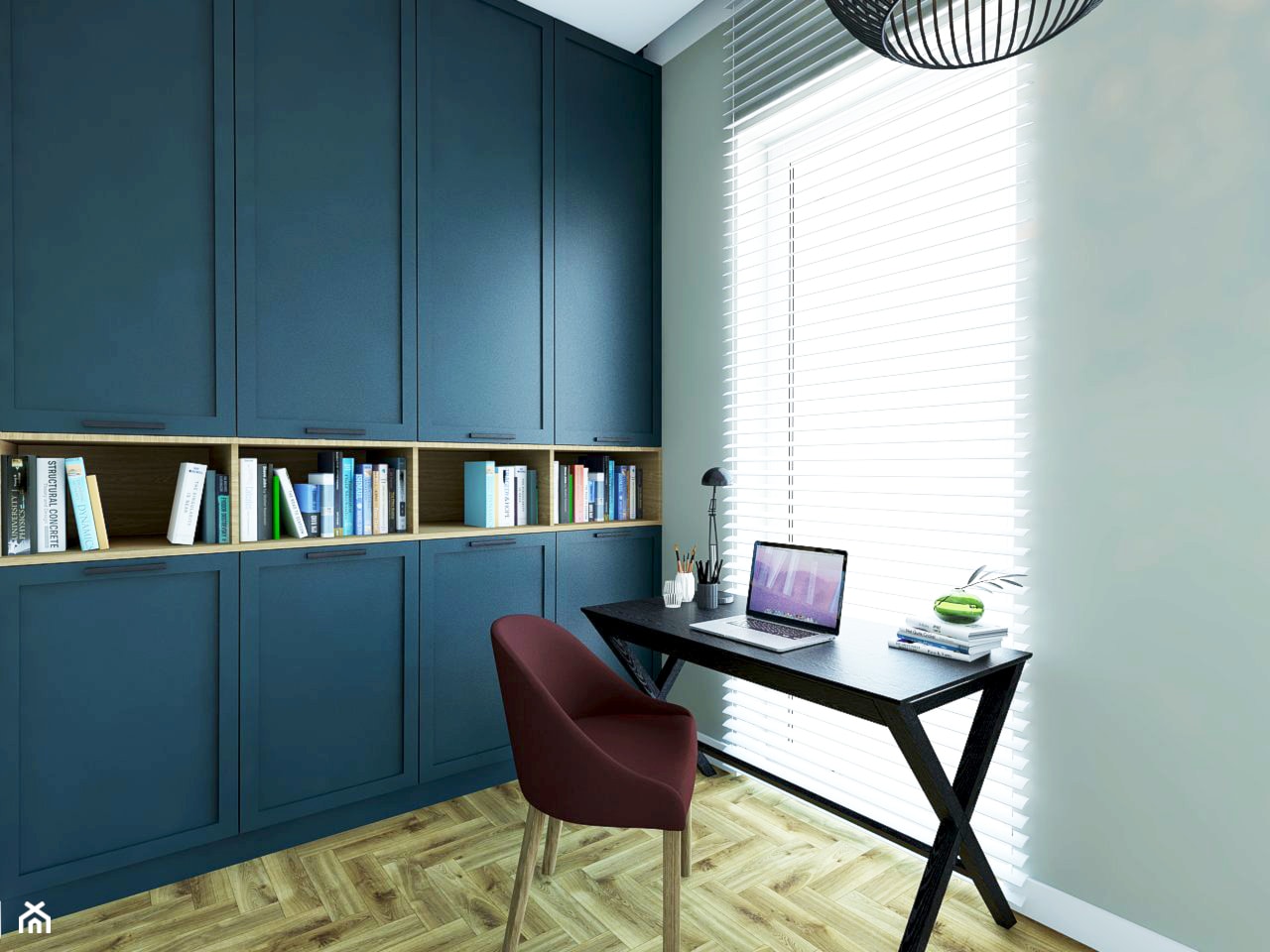 Pokój do pracy - Średnie szare biuro, styl nowoczesny - zdjęcie od Este Design - Homebook