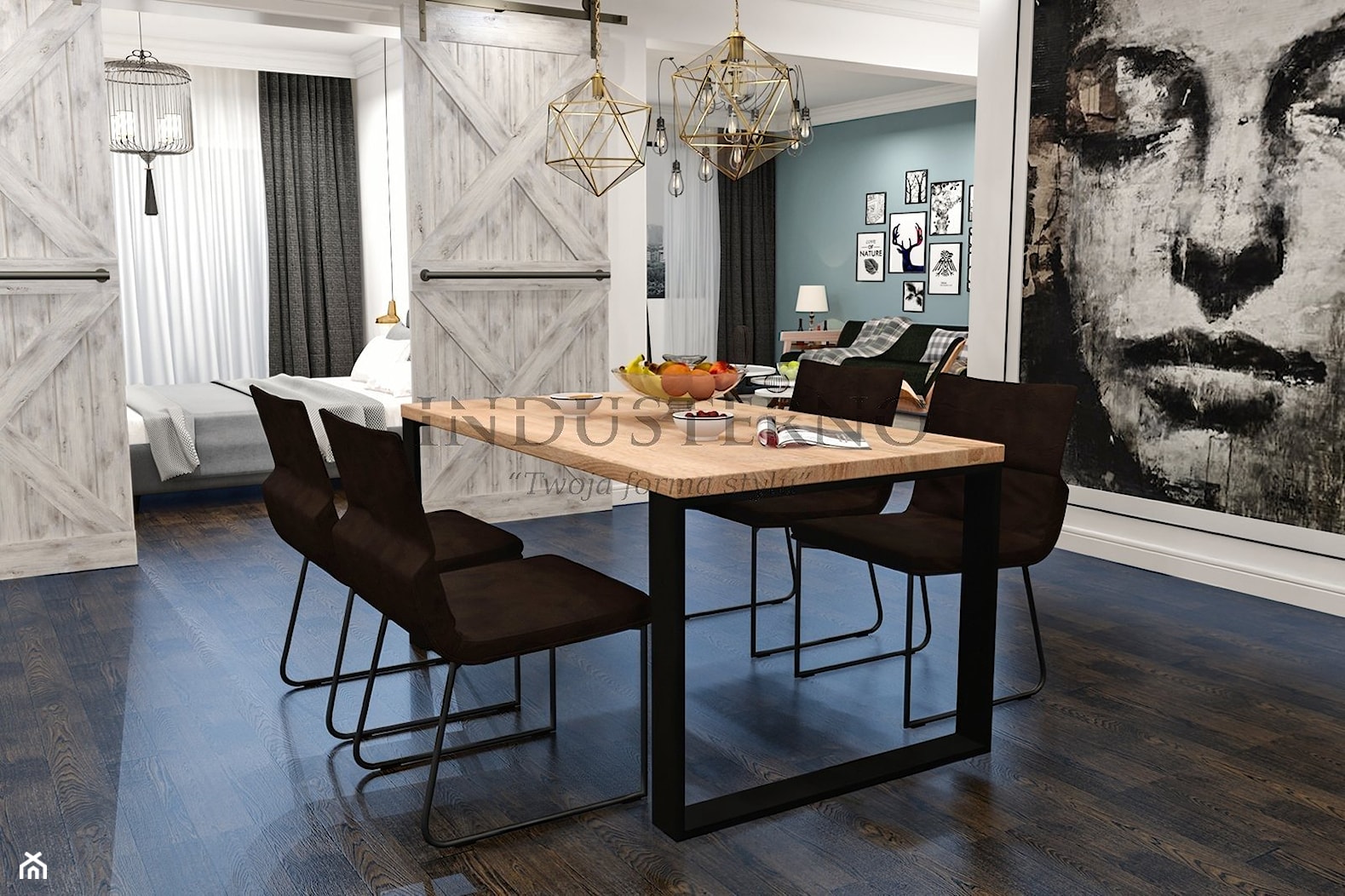 Stół minimalistyczny do salonu lub jadalni - zdjęcie od INDUSTERNO meble industrialne na wymiar i pod kolor - Homebook