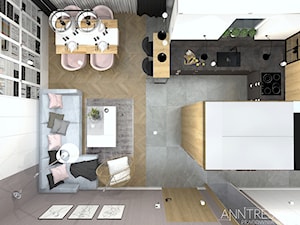 Kobiecie mieszkanie - Przedpokój, kuchnia, salon z jadalnią - zdjęcie od ANNTRESOLA Pracownia Wnętrz