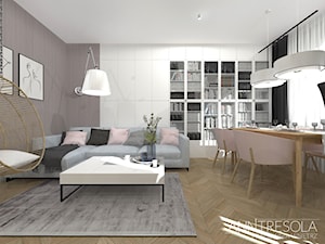Salon z jadalnia 17m2 - Kobiece mieszkanie - zdjęcie od ANNTRESOLA Pracownia Wnętrz