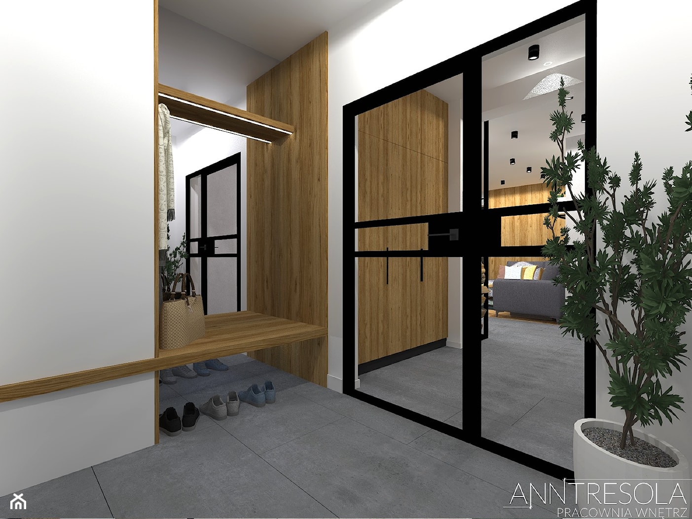Przedpokój 12m2 styl nowoczesny - dom - zdjęcie od ANNTRESOLA Pracownia Wnętrz - Homebook