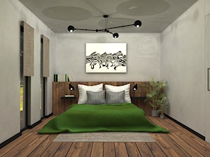 Koncepcja sypialni - Średnia szara sypialnia z balkonem / tarasem, styl nowoczesny - zdjęcie od ESS-PRACOWNIA PROJEKTOWA